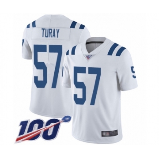 Men's Indianapolis Colts 57 Kemoko Turay White Vapor Untouchable Limited Player 100th Season Football Jersey