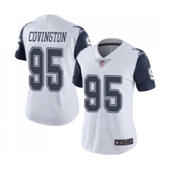 Women's Dallas Cowboys 95 Christian Covington Limited White Rush Vapor Untouchable Football Jersey