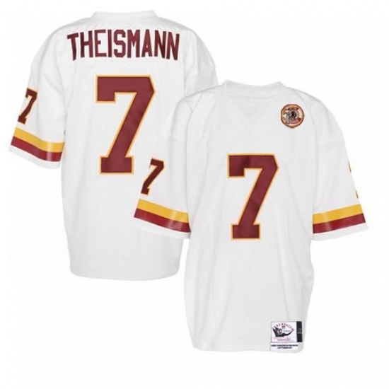 Mitchell and Ness Washington Redskins 7 Joe Theismann White With 50TH Patch Authentic Throwback NFL Jersey