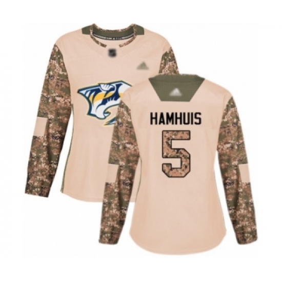 Women's Nashville Predators 5 Dan Hamhuis Authentic Camo Veterans Day Practice Hockey Jersey