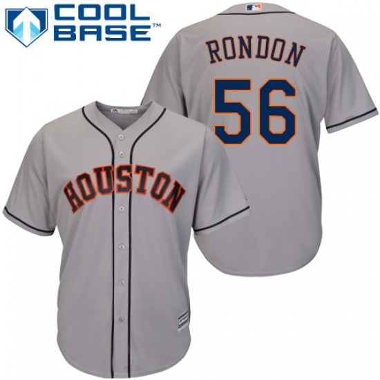 Youth Majestic Houston Astros 56 Hector Rondon Replica Grey Road Cool Base MLB Jersey