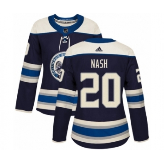 Women's Adidas Columbus Blue Jackets 20 Riley Nash Premier Navy Blue Alternate NHL Jersey