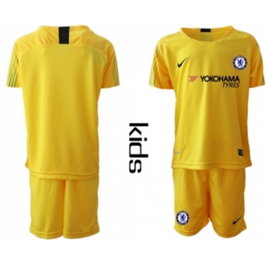 Chelsea Blank Yellow Goalkeeper Kid Soccer Club Jersey