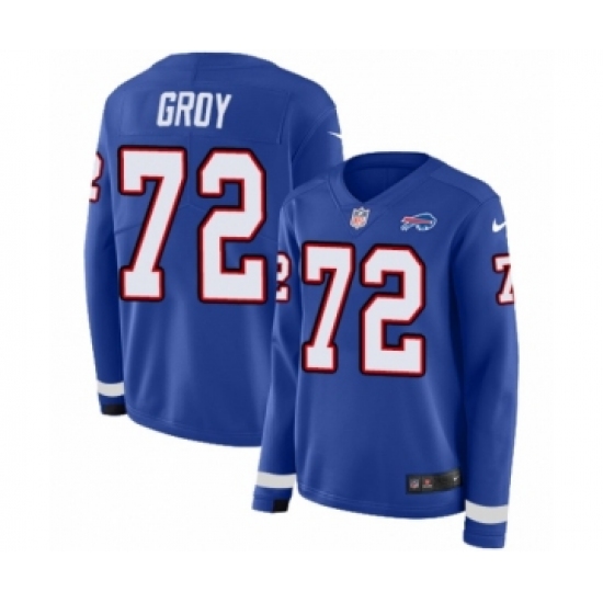 Women's Nike Buffalo Bills 72 Ryan Groy Limited Royal Blue Therma Long Sleeve NFL Jersey