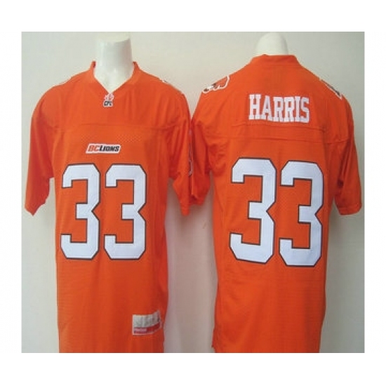 CFL BC Lions 33 Andrew Harris Orange Jersey