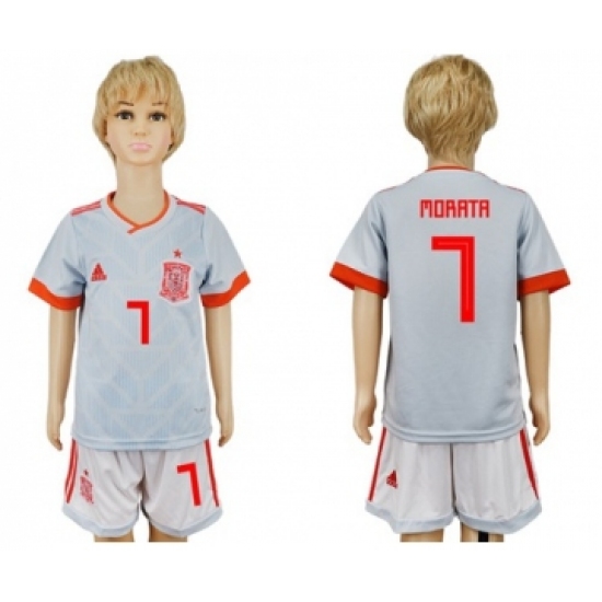 Spain 7 Morata Away Kid Soccer Country Jersey