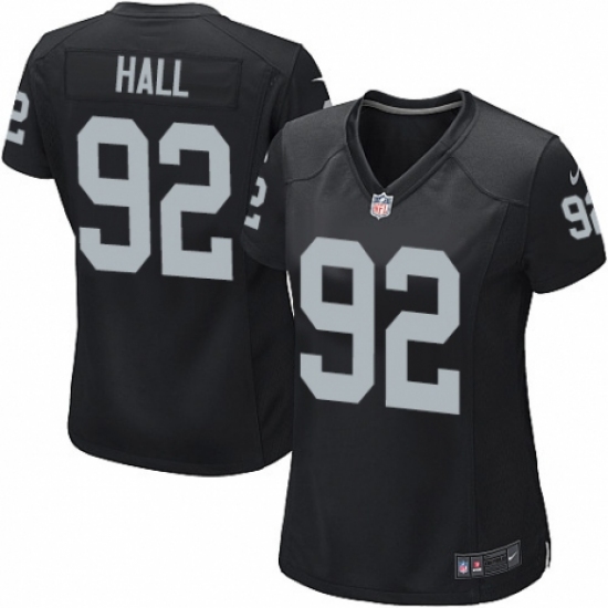 Women's Nike Oakland Raiders 92 P.J. Hall Game Black Team Color NFL Jersey