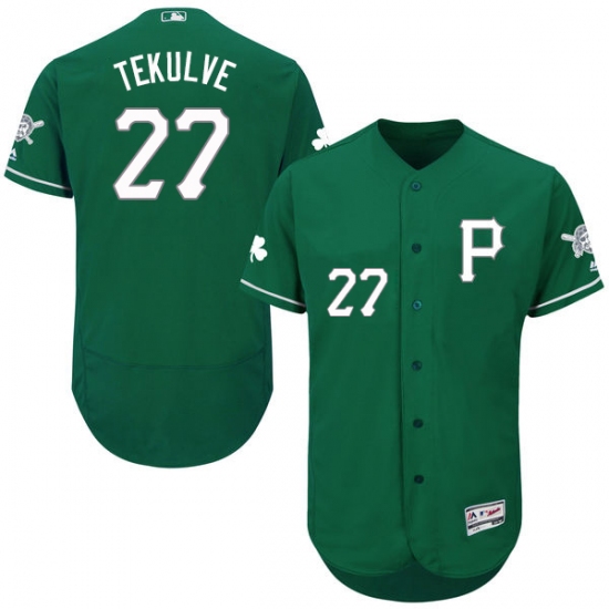 Men's Majestic Pittsburgh Pirates 27 Kent Tekulve Green Celtic Flexbase Authentic Collection MLB Jersey