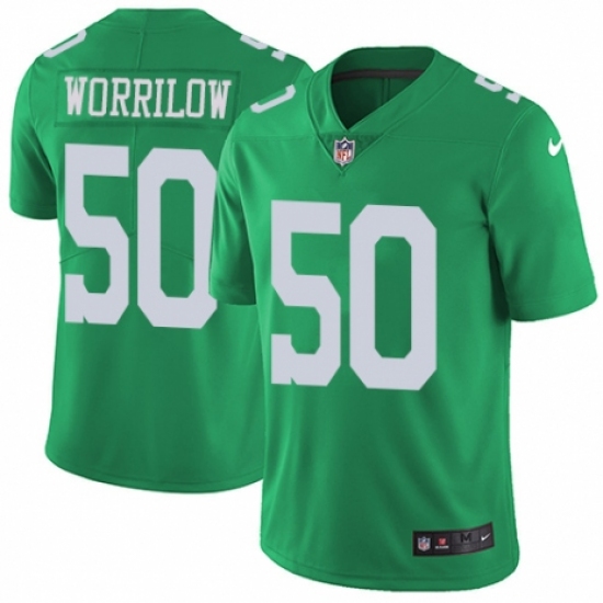 Men's Nike Philadelphia Eagles 50 Paul Worrilow Limited Green Rush Vapor Untouchable NFL Jersey