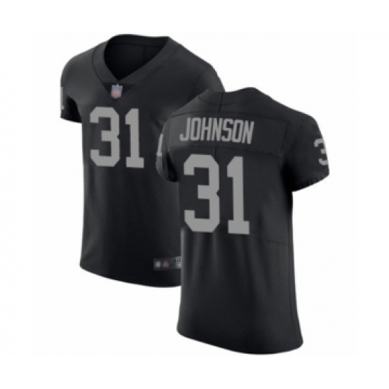 Men's Oakland Raiders 31 Isaiah Johnson Black Team Color Vapor Untouchable Elite Player Football Jersey