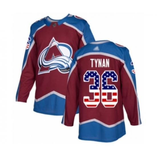 Youth Colorado Avalanche 36 T.J. Tynan Authentic Burgundy Red USA Flag Fashion Hockey Jersey
