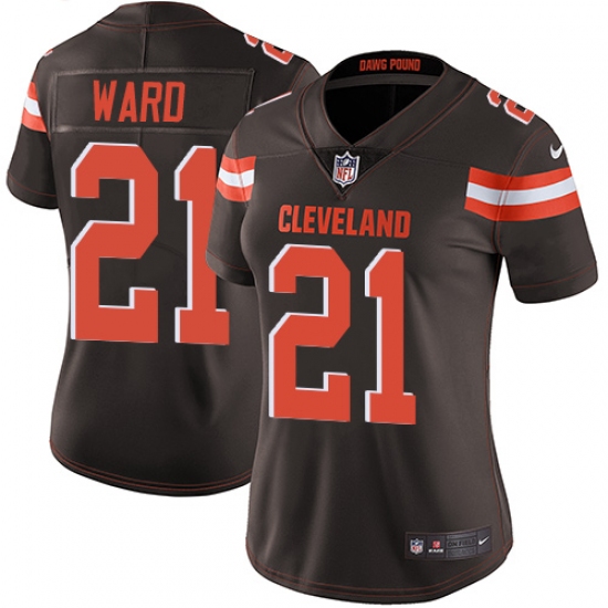 Women's Nike Cleveland Browns 21 Denzel Ward Brown Team Color Vapor Untouchable Limited Player NFL Jersey