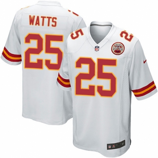 Men's Nike Kansas City Chiefs 25 Armani Watts Game White NFL Jersey
