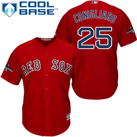 Youth Majestic Boston Red Sox 25 Tony Conigliaro Authentic Red Alternate Home Cool Base 2018 World Series Champions MLB Jersey