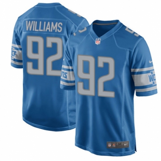 Men's Nike Detroit Lions 92 Sylvester Williams Game Blue Team Color NFL Jersey