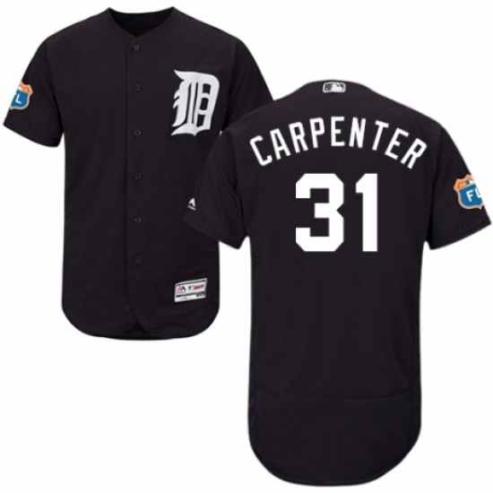 Men's Majestic Detroit Tigers 31 Ryan Carpenter Navy Blue Alternate Flex Base Authentic Collection MLB Jersey