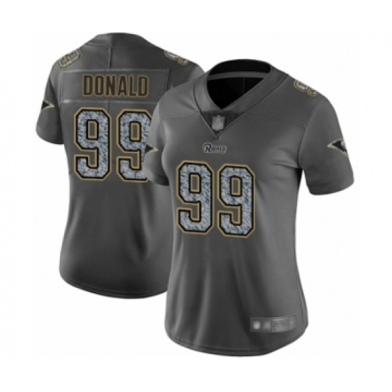 Women's Los Angeles Rams 99 Aaron Donald Limited Gray Static Fashion Football Jersey