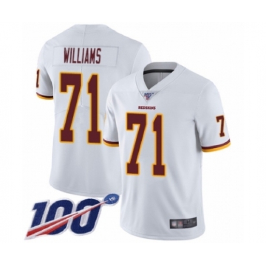 Men's Washington Redskins 71 Trent Williams White Vapor Untouchable Limited Player 100th Season Football Jersey
