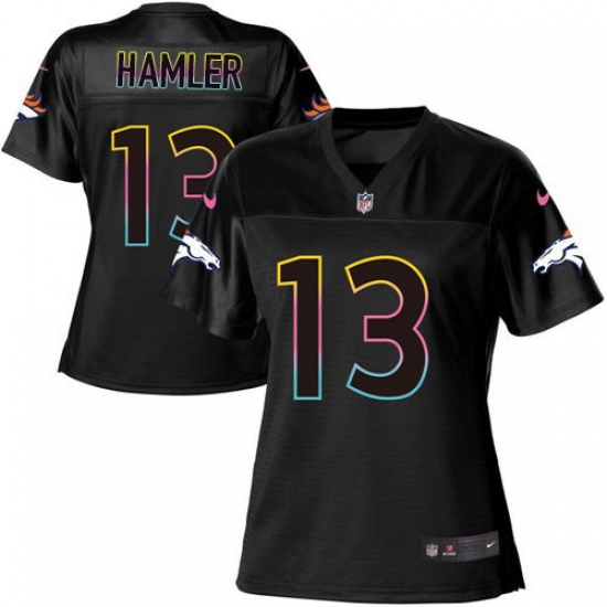 Women's Denver Broncos 13 KJ Hamler Black Fashion Game Jersey
