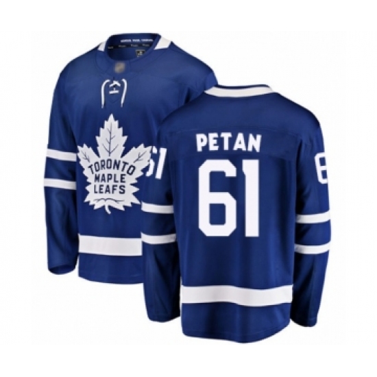 Men's Toronto Maple Leafs 61 Nic Petan Authentic Royal Blue Home Fanatics Branded Breakaway Hockey Jersey
