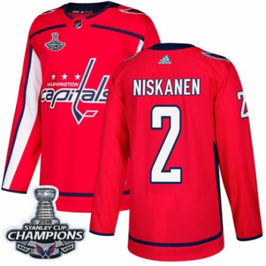 Men's Adidas Washington Capitals 2 Matt Niskanen Premier Red Home 2018 Stanley Cup Final Champions NHL Jersey