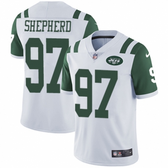 Men's Nike New York Jets 97 Nathan Shepherd White Vapor Untouchable Limited Player NFL Jersey