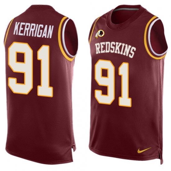 Men's Nike Washington Redskins 91 Ryan Kerrigan Limited Red Player Name & Number Tank Top NFL Jersey