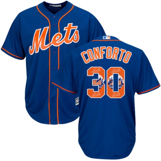 Men's Majestic New York Mets 30 Michael Conforto Authentic Royal Blue Team Logo Fashion Cool Base MLB Jersey