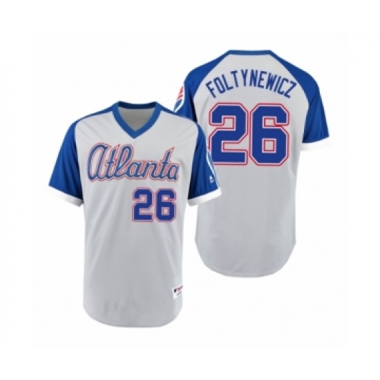 Men's Braves 26 Mike Foltynewicz Gray Royal 1979 Turn Back the Clock Authentic Jersey