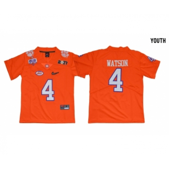 Clemson Tigers 4 Deshaun Watson Orange Youth Diamond Logo 1975-1978 Fuller College Jersey