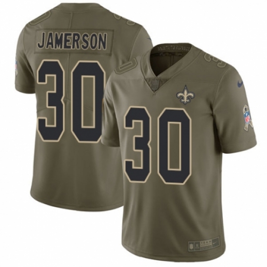 Youth Nike New Orleans Saints 30 Natrell Jamerson Limited Olive 2017 Salute to Service NFL Jersey