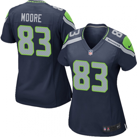 Women's Nike Seattle Seahawks 83 David Moore Game Navy Blue Team Color NFL Jersey