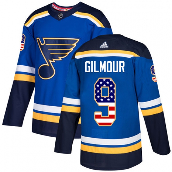 Youth Adidas St. Louis Blues 9 Doug Gilmour Authentic Blue USA Flag Fashion NHL Jersey