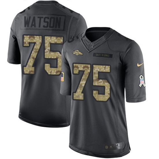 Men's Nike Denver Broncos 75 Menelik Watson Limited Black 2016 Salute to Service NFL Jersey