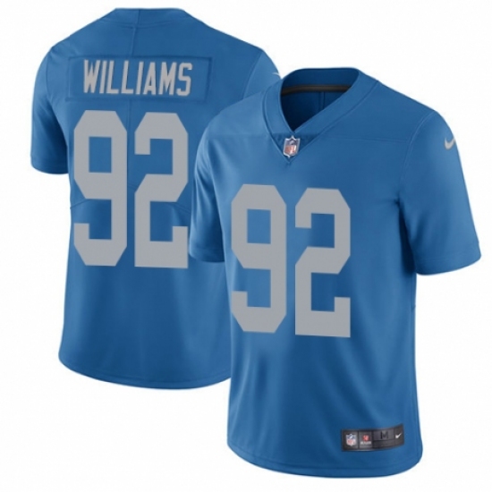 Men's Nike Detroit Lions 92 Sylvester Williams Blue Alternate Vapor Untouchable Limited Player NFL Jersey