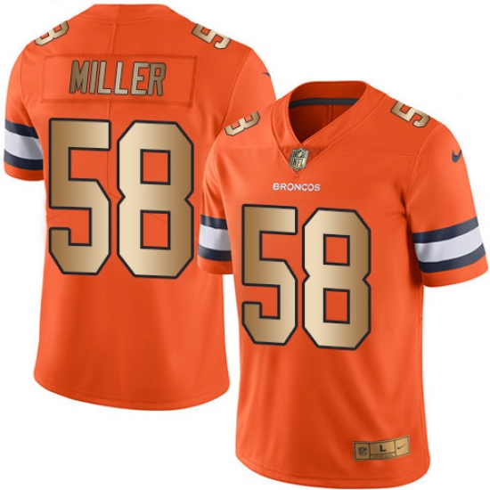 Men's Nike Denver Broncos 58 Von Miller Limited Orange/Gold Rush NFL Jersey