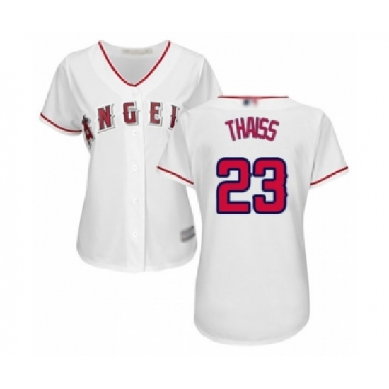 Women's Los Angeles Angels of Anaheim 23 Matt Thaiss Authentic White Home Cool Base Baseball Player Jersey