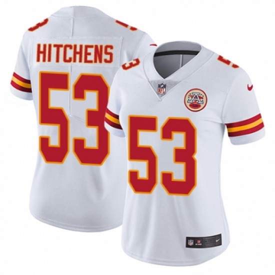 Women's Nike Kansas City Chiefs 53 Anthony Hitchens White Vapor Untouchable Elite Player NFL Jersey