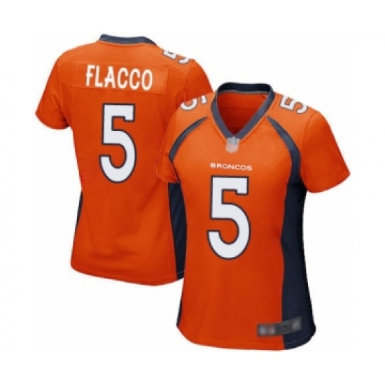 Women's Denver Broncos 5 Joe Flacco Game Orange Team Color Football Jersey