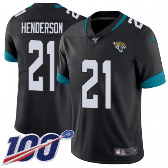 Youth Jacksonville Jaguars 21 C.J. Henderson Black Team Color Stitched 100th Season Vapor Untouchable Limited Jersey