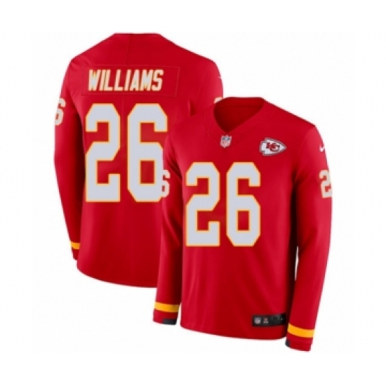Youth Nike Kansas City Chiefs 26 Damien Williams Limited Red Therma Long Sleeve NFL Jersey