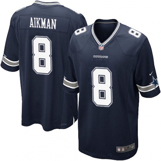 Men's Nike Dallas Cowboys 8 Troy Aikman Game Navy Blue Team Color NFL Jersey