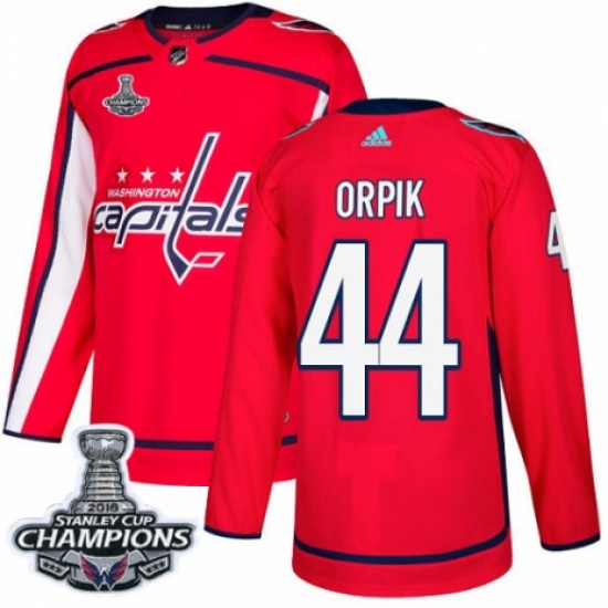 Youth Adidas Washington Capitals 44 Brooks Orpik Authentic Red Home 2018 Stanley Cup Final Champions NHL Jersey