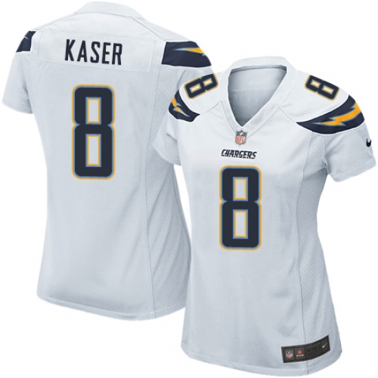 Women's Nike Los Angeles Chargers 8 Drew Kaser Game White NFL Jersey