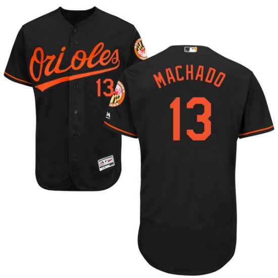 Men's Majestic Baltimore Orioles 13 Manny Machado Black Alternate Flex Base Authentic Collection MLB Jersey
