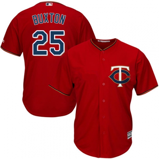 Youth Majestic Minnesota Twins 25 Byron Buxton Authentic Scarlet Alternate Cool Base MLB Jersey