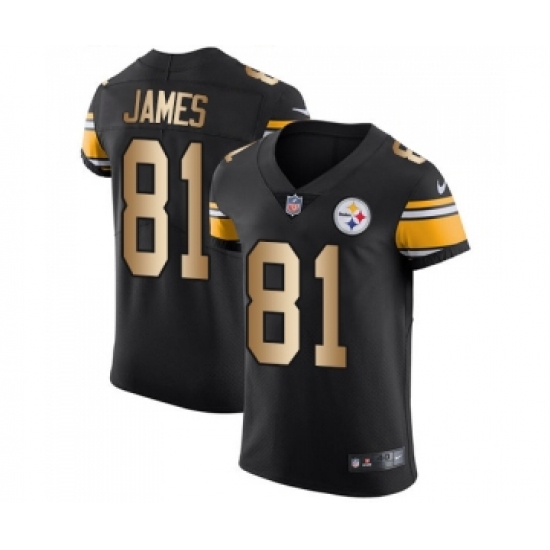 Men's Pittsburgh Steelers 81 Jesse James Elite Black Gold Team Color Football Jersey