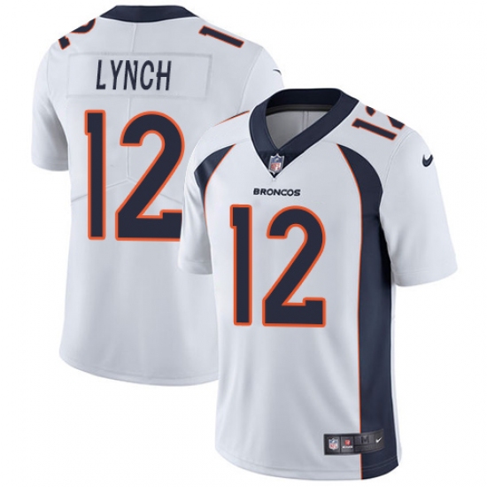 Men's Nike Denver Broncos 12 Paxton Lynch White Vapor Untouchable Limited Player NFL Jersey