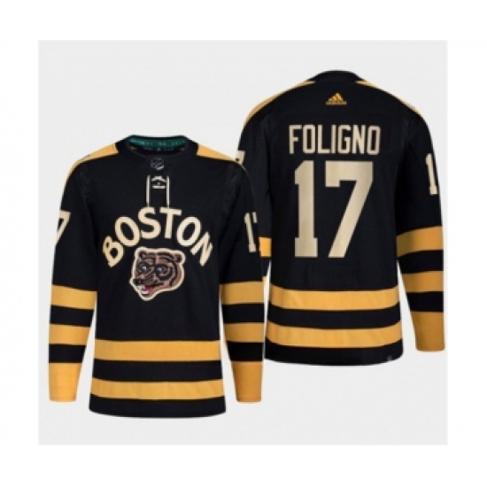 Men's Boston Bruins 17 Nick Foligno Black Classic Primegreen Stitched Jersey