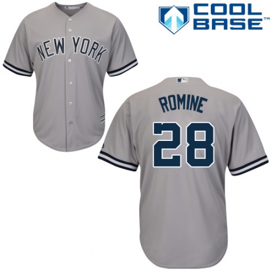 Men's Majestic New York Yankees 28 Austin Romine Replica Grey Road MLB Jersey